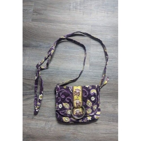 Stephanie Dawn Mini Crossbody Bag Catalina Pattern Made in USA Purple/Yellow - Picture 1 of 6